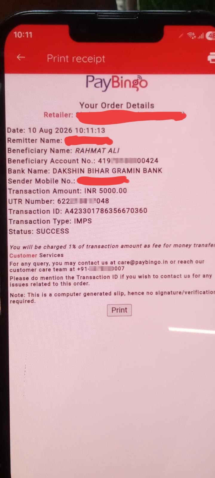 Fake call and message from Pakistani number