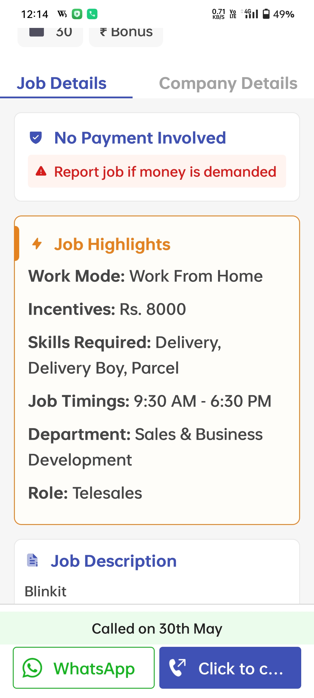 Blinkit Work from home jobs