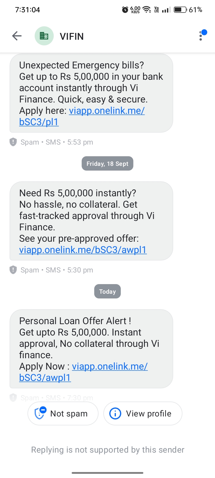 Unnecessary SMS and Disturbed 