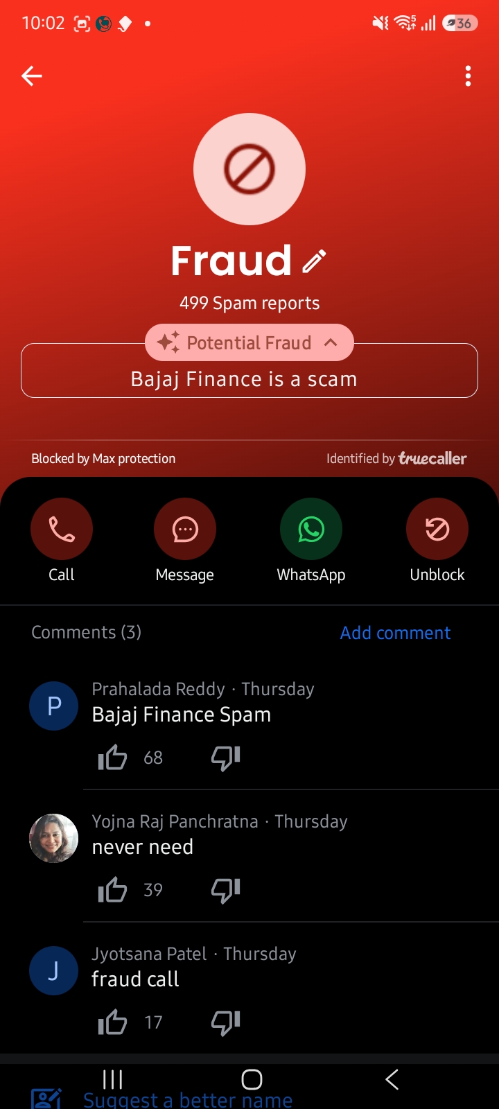 bajaj finance spam - image 2