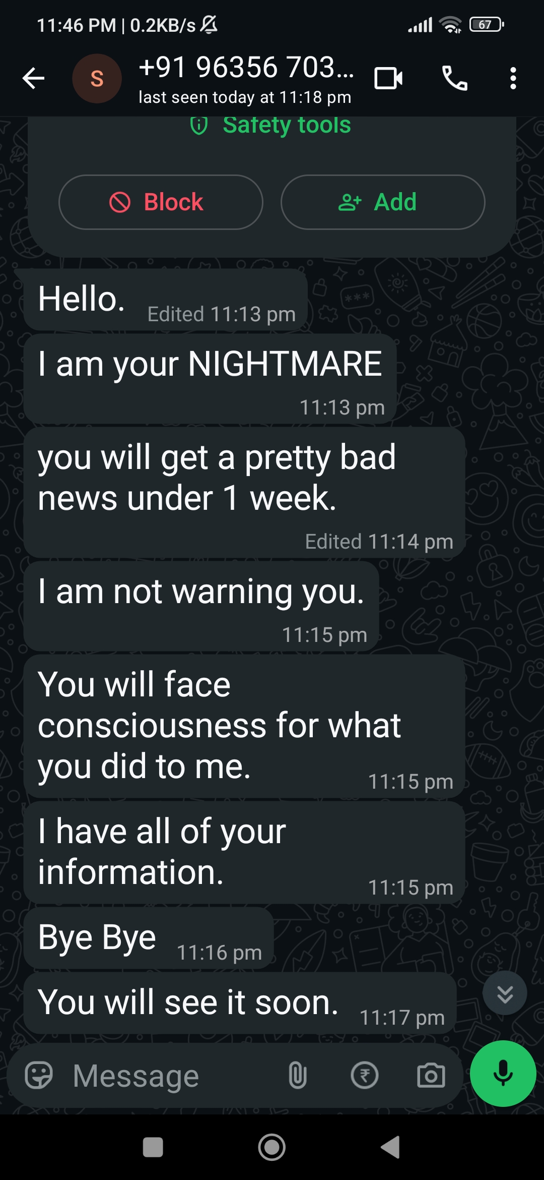 someone's threat