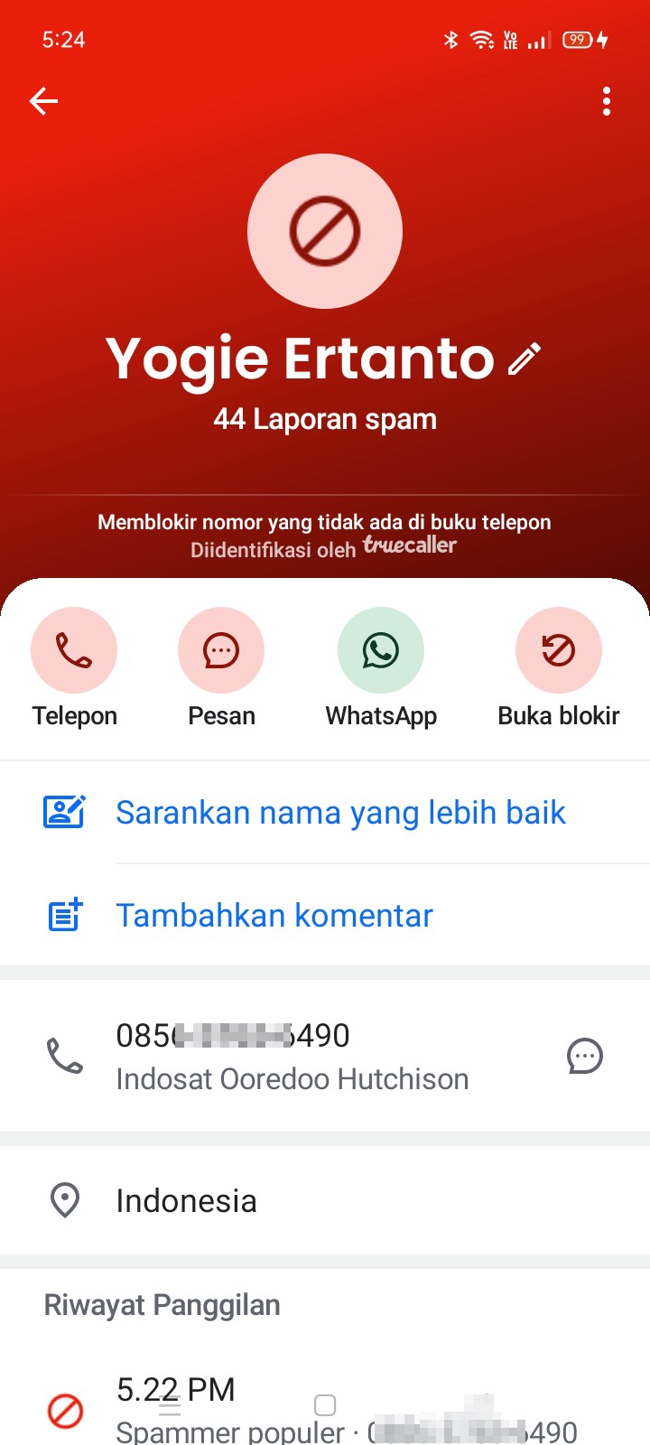 Spam number disguised again