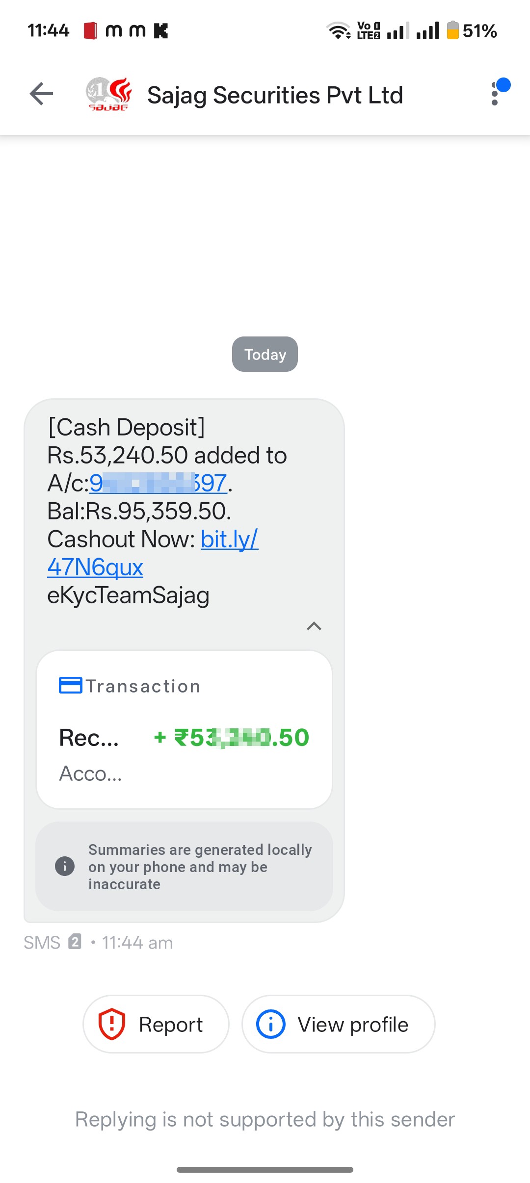 fake money messages