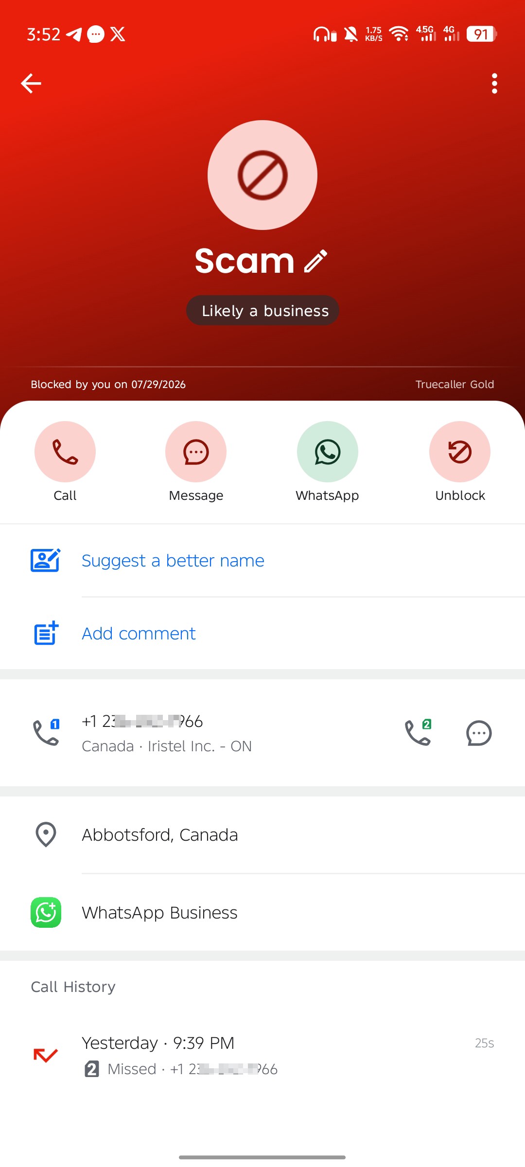 Continuous spam calls unknown call +1