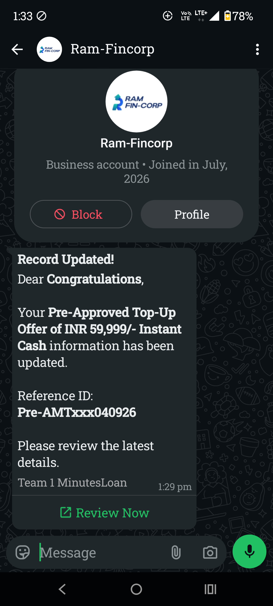 beware of fake loan through whatsapp 