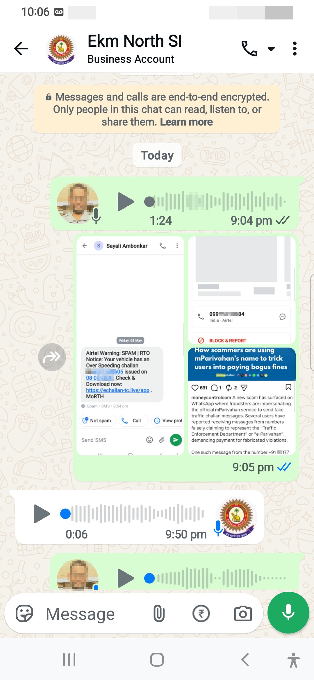 Mparvahan message of fine