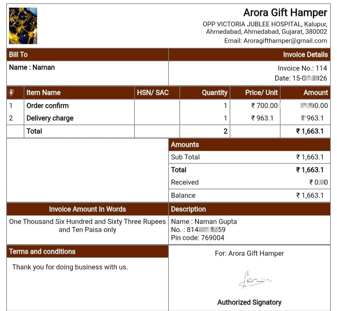 Online gift scam on Instagram with fake delivery charges and refunds