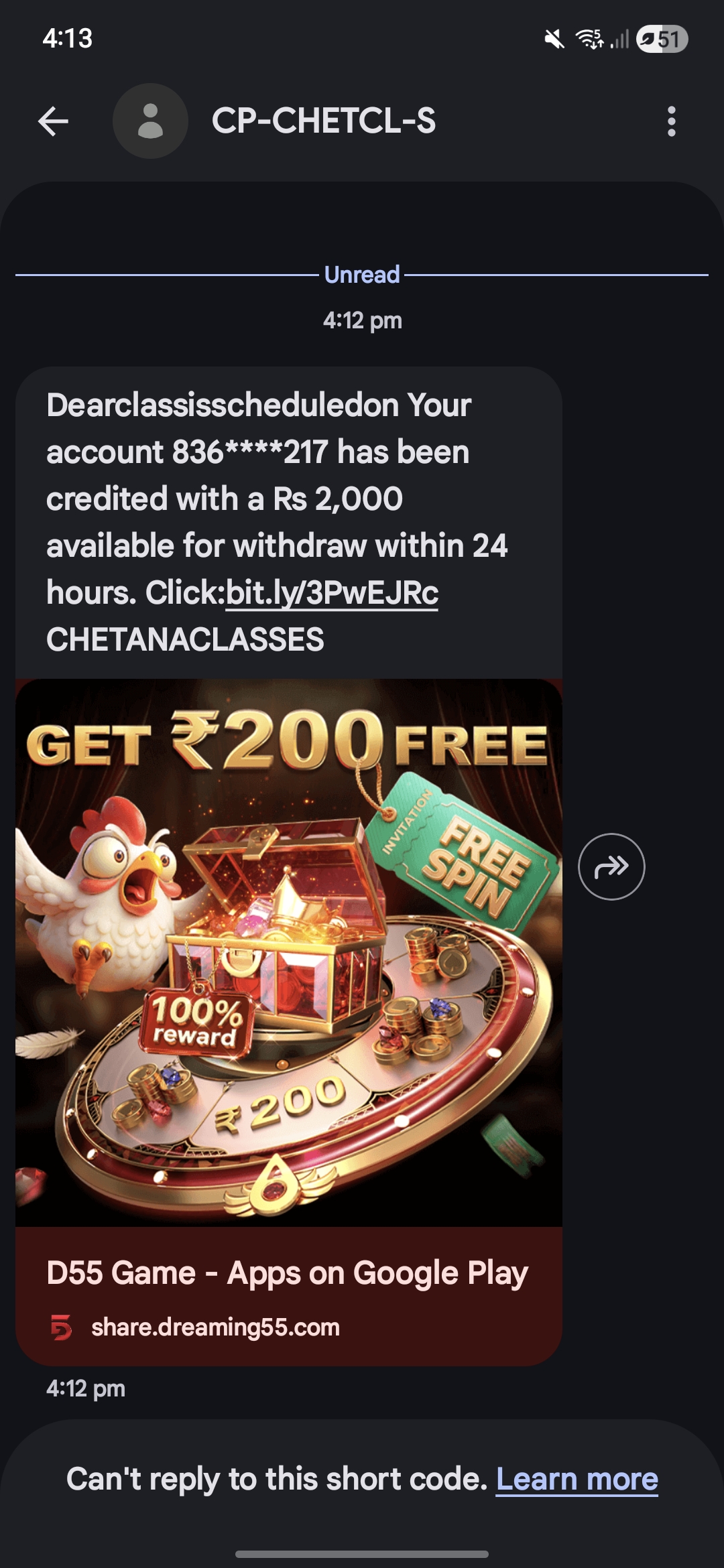 i got a msg of credited 2000 rupees its a scam 