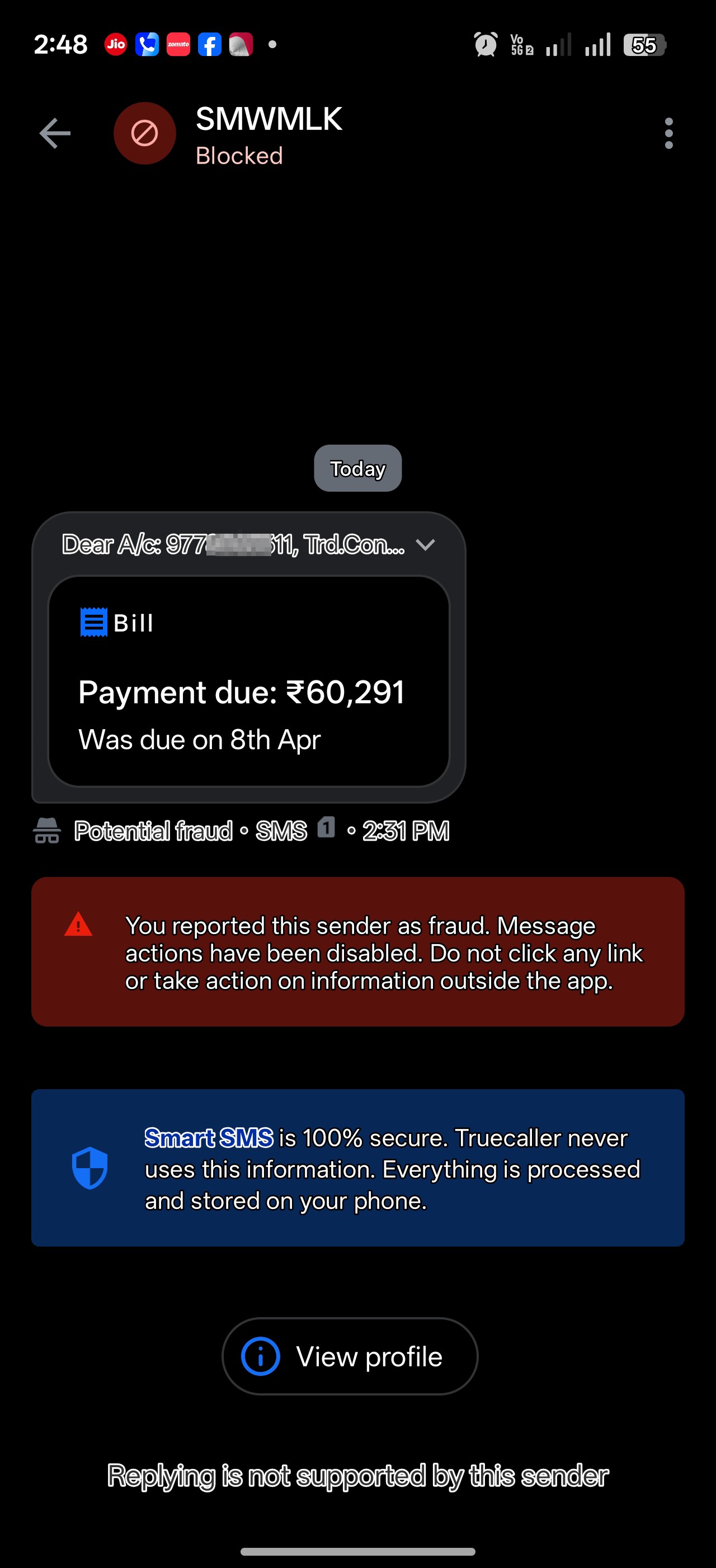SMS Faurd message money scam