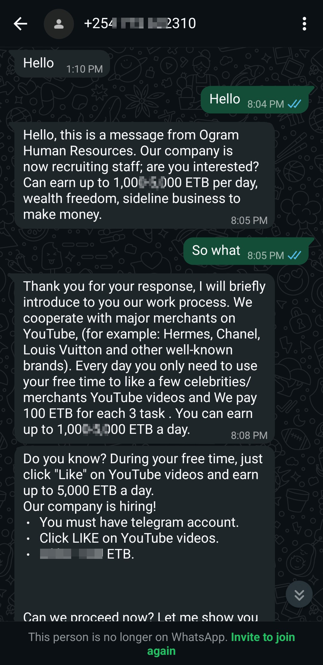 scamming on WhatsApp  - image 2