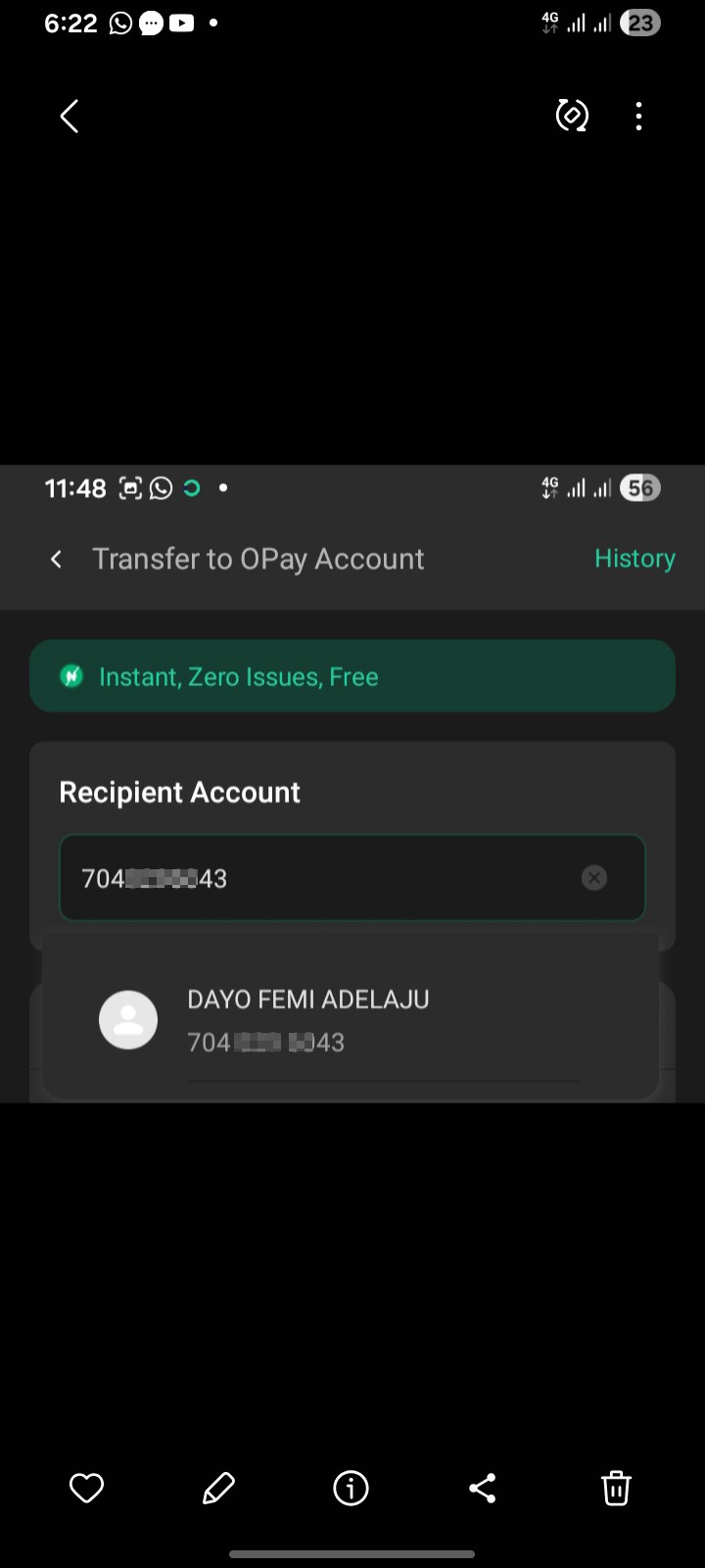 the acct number and the acct name the scammed call for me