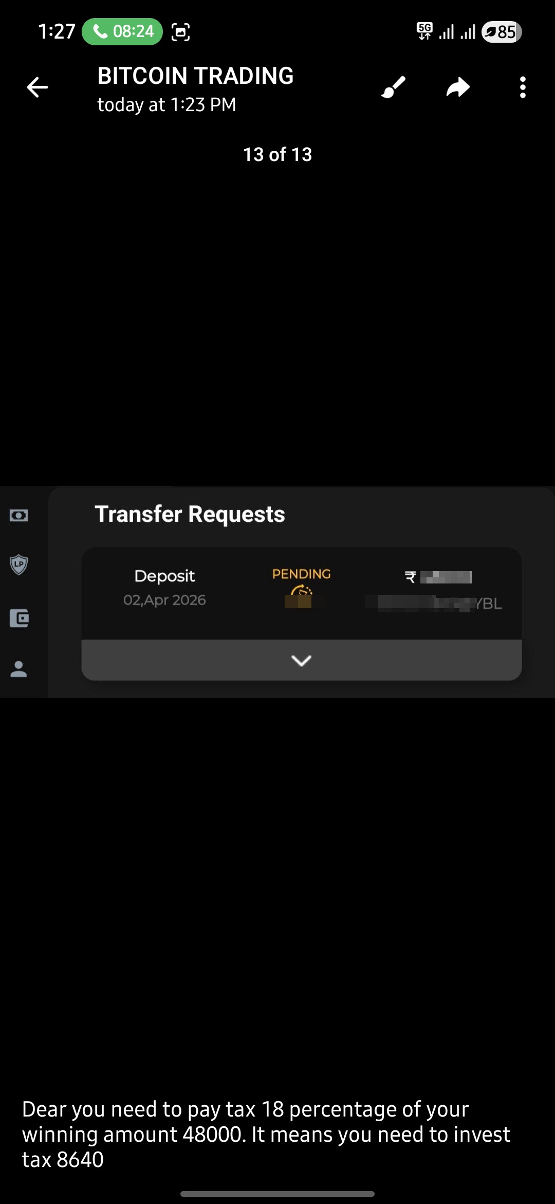  In telegram app they mesge me and told me about the income .. I believed and I suffered😭 - image 7