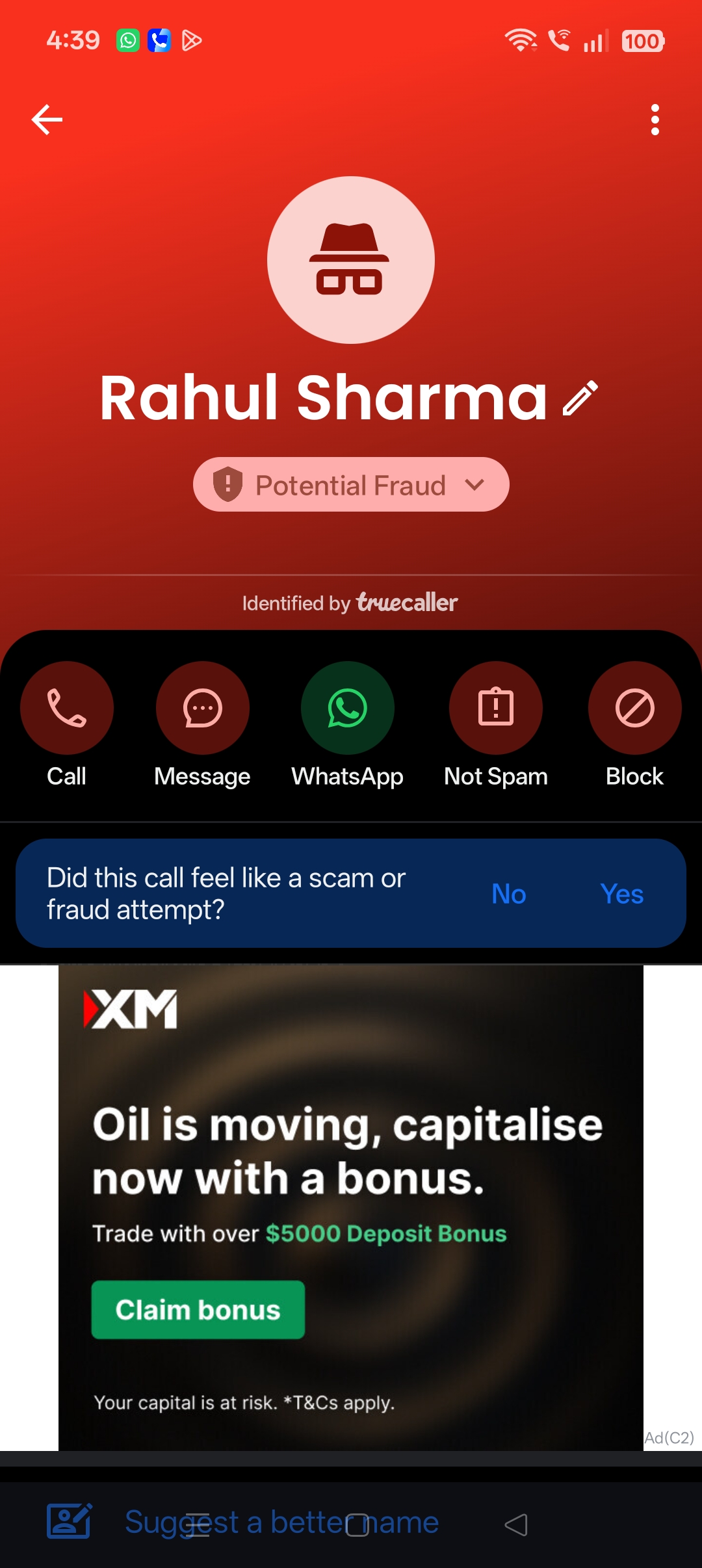 Bank scammer