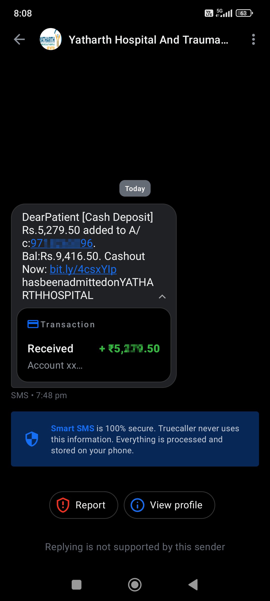 scam message with link