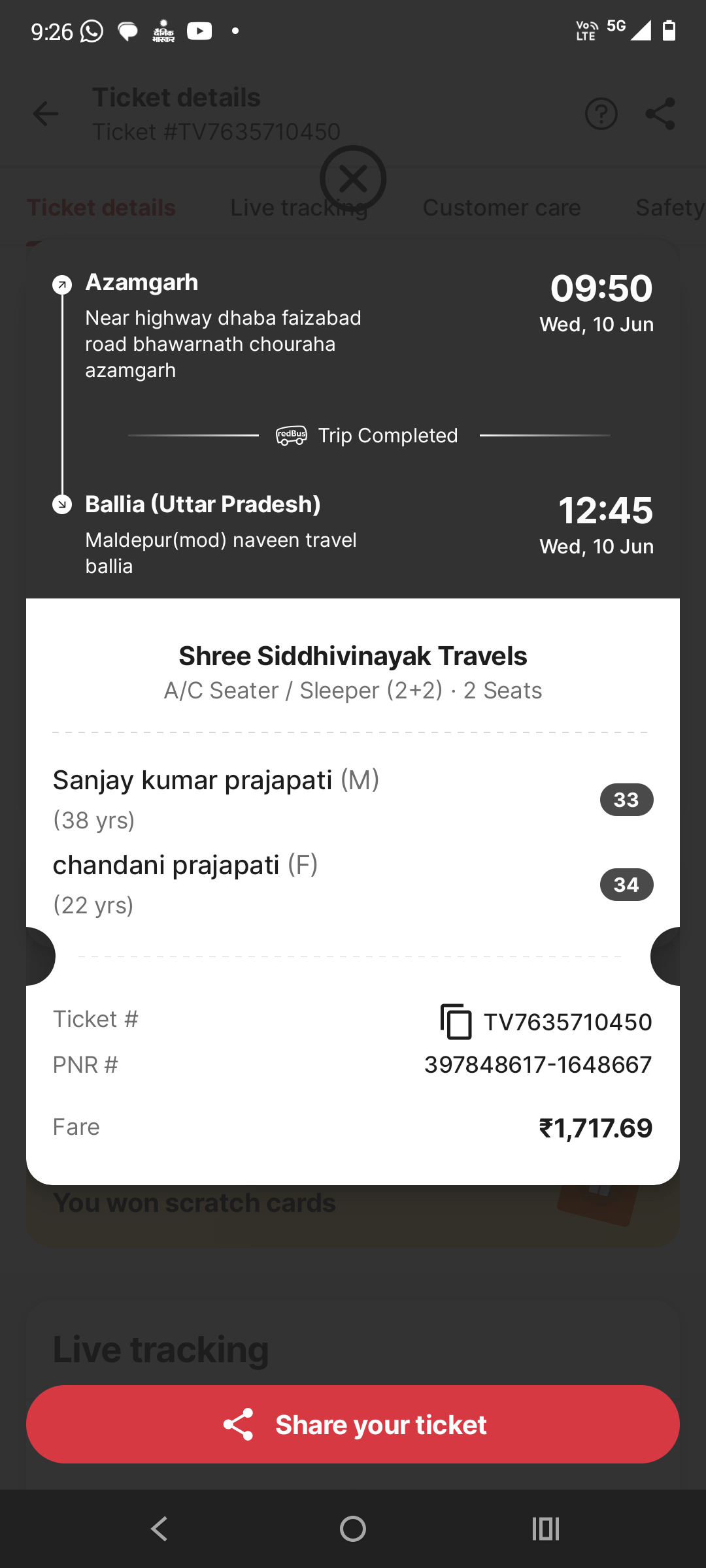 I booked a bus through the RedBus app. The bus was late from its scheduled time, so I canceled the booking. I have not received the refund yet. - image 2