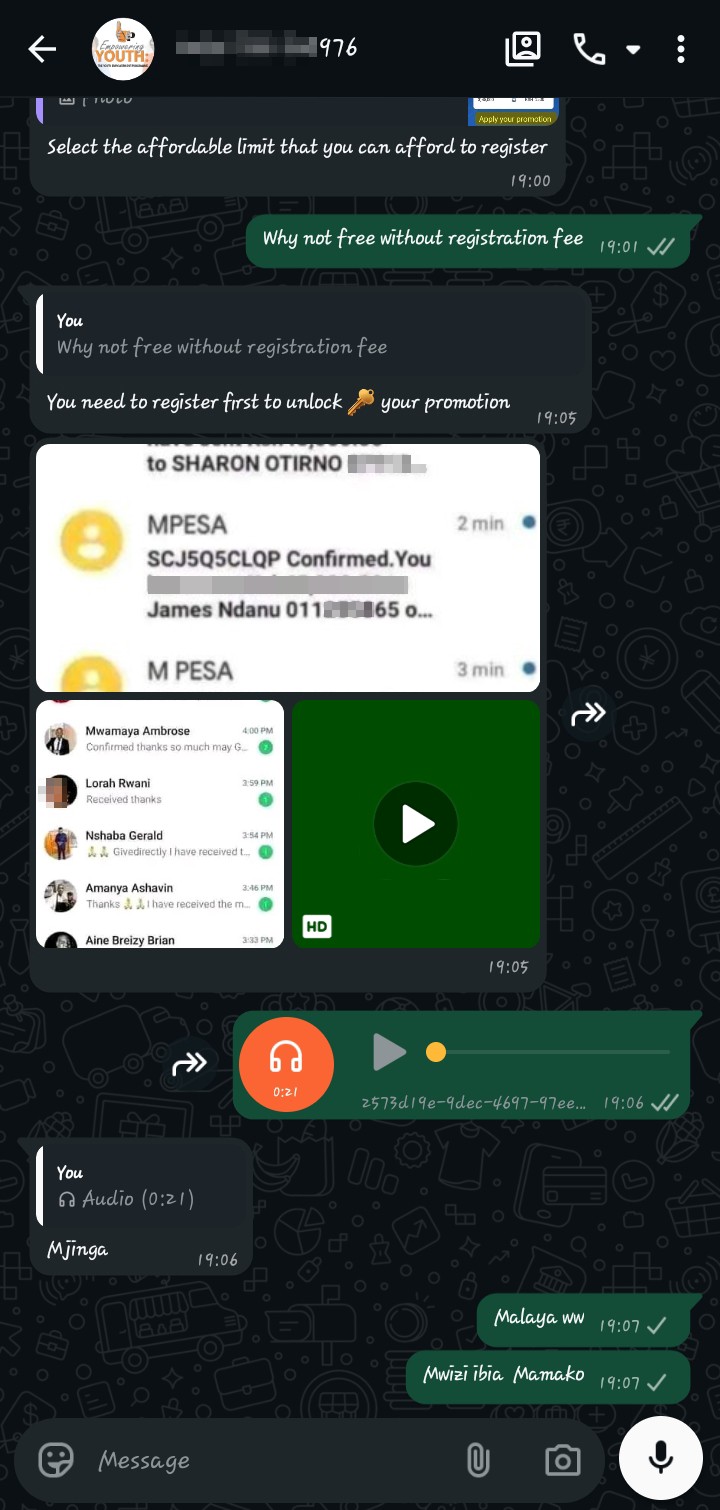 scammer in name of youth empowerment 