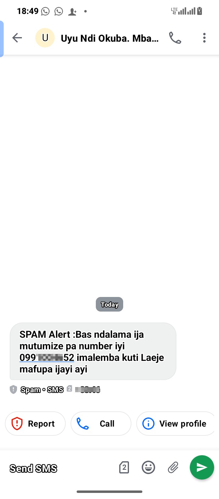 Fake prize message asking for payment