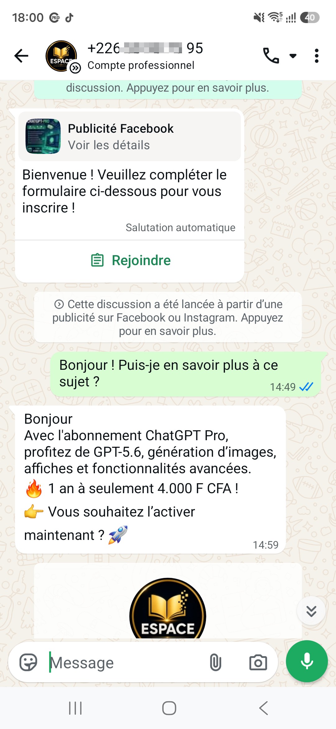 ChatGPT subscription scam