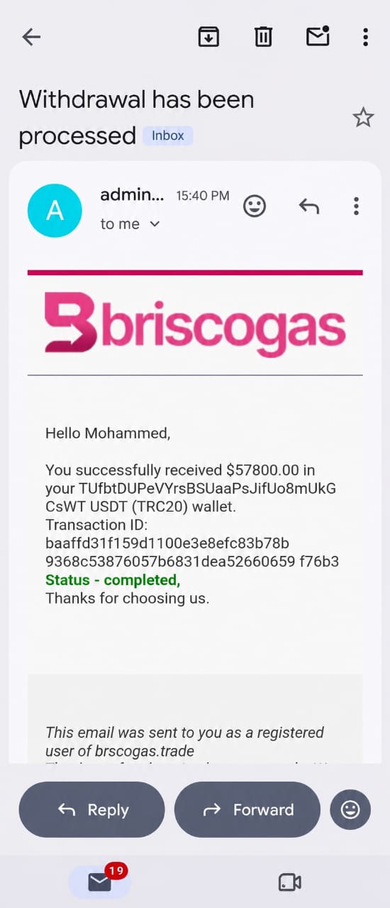 attention attention BRISCOGAZ scam