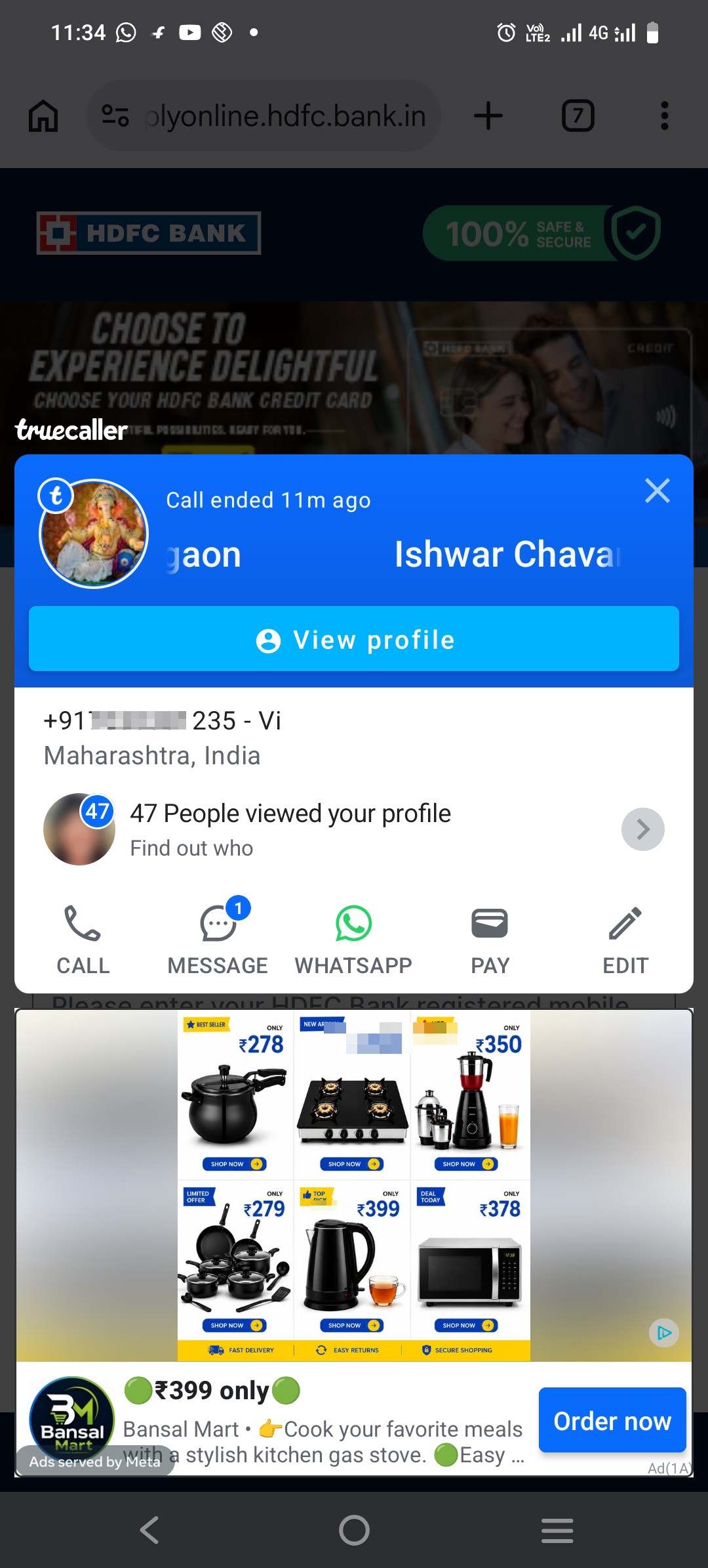fraud ad content in true caller 
