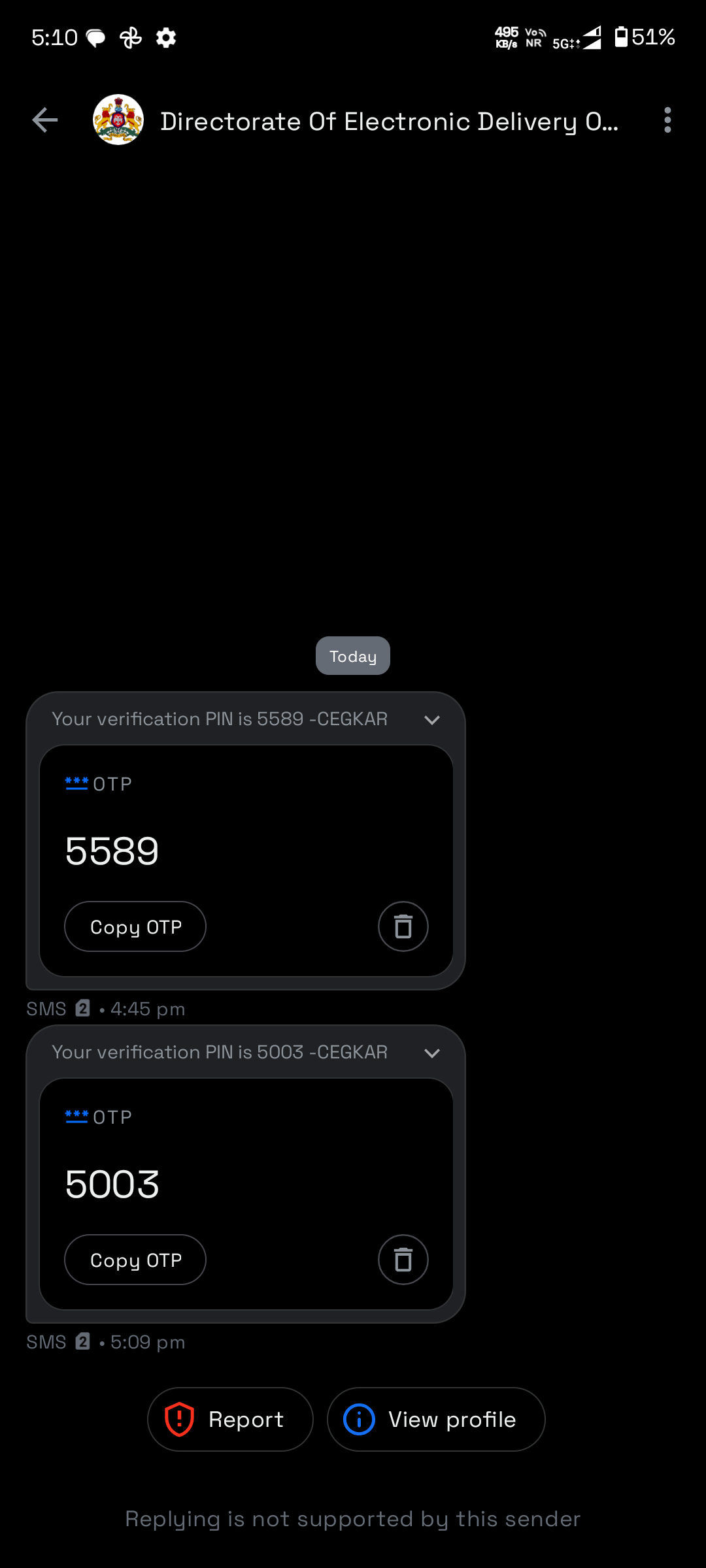 message scam