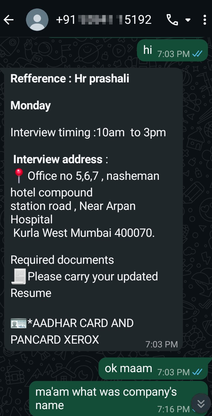 job scam kurla