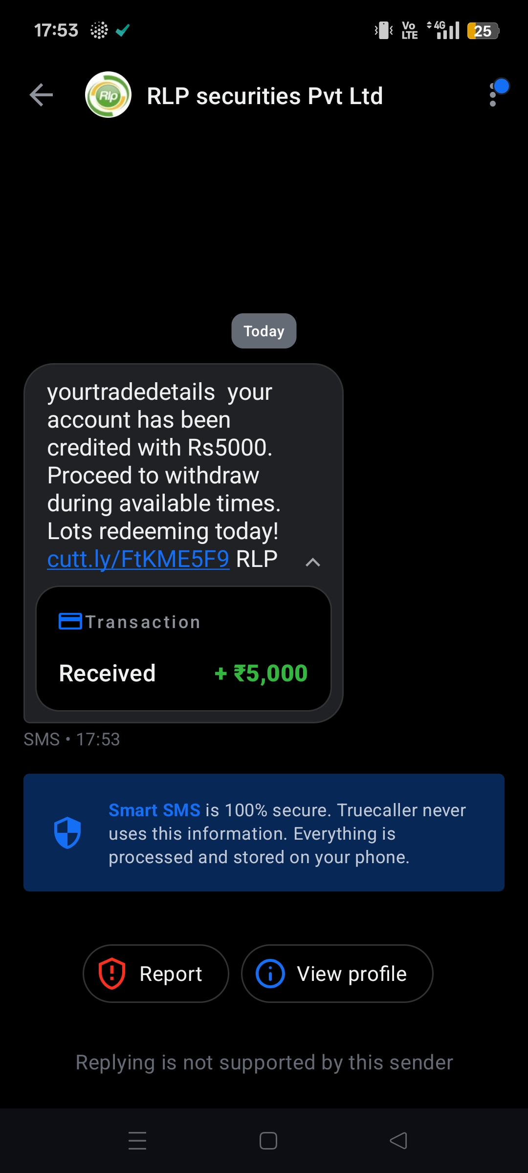 spam amount credited