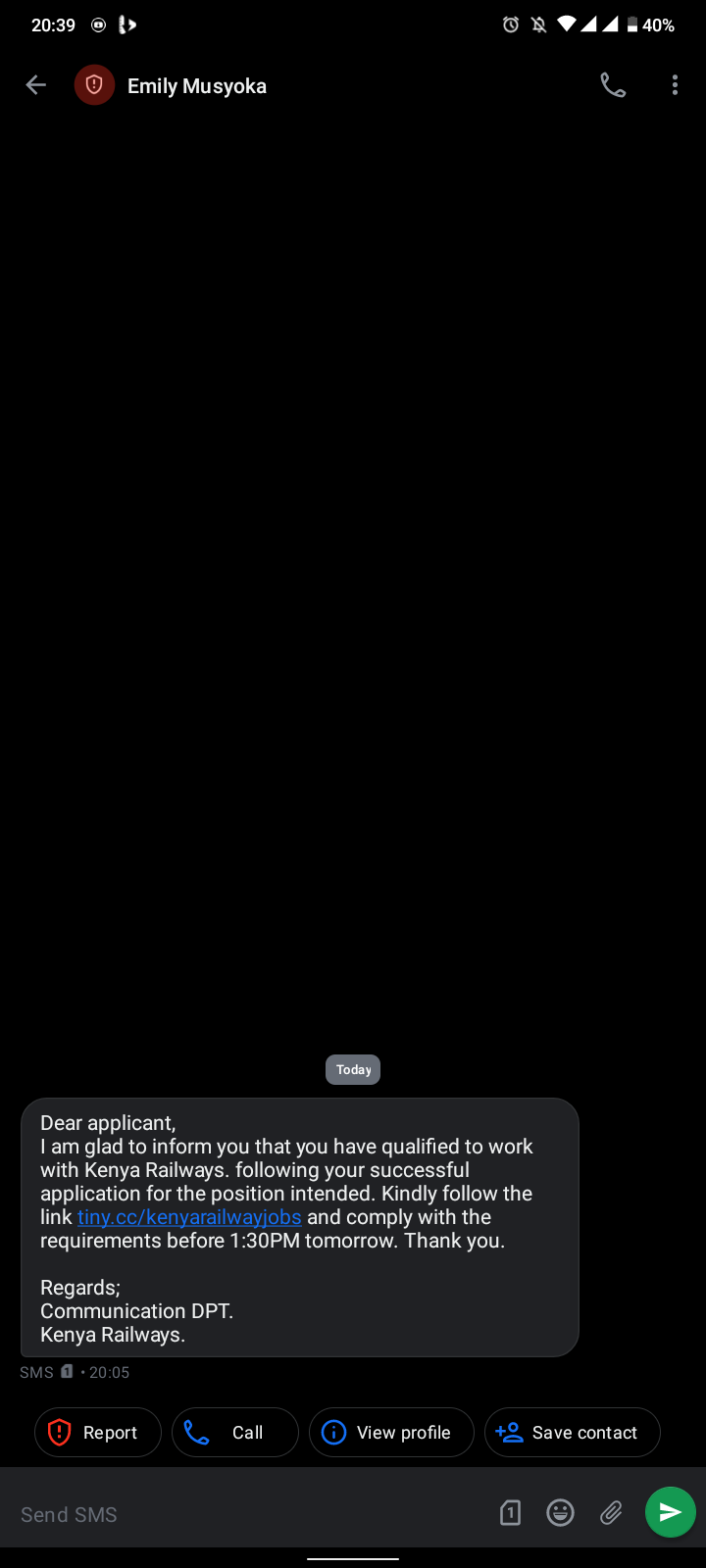 they texted me about a job i had applied