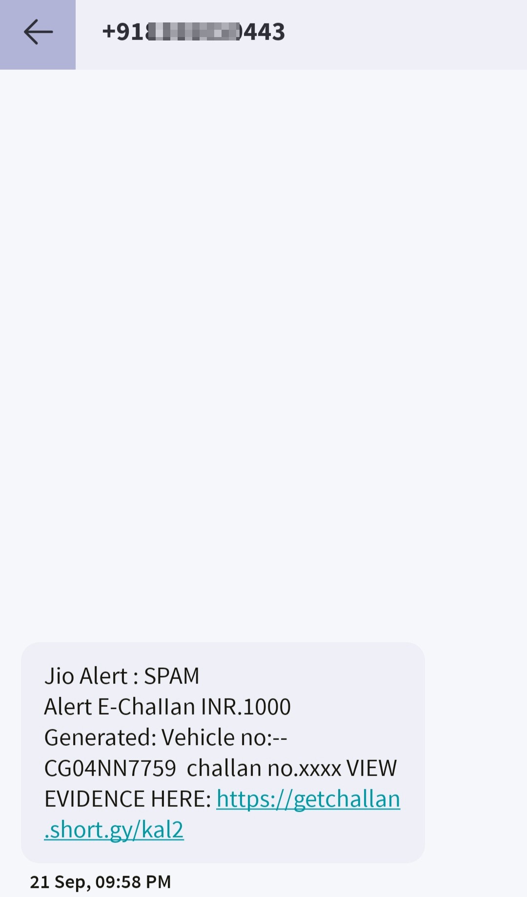 Fraud or real? challan with personal mobile no.