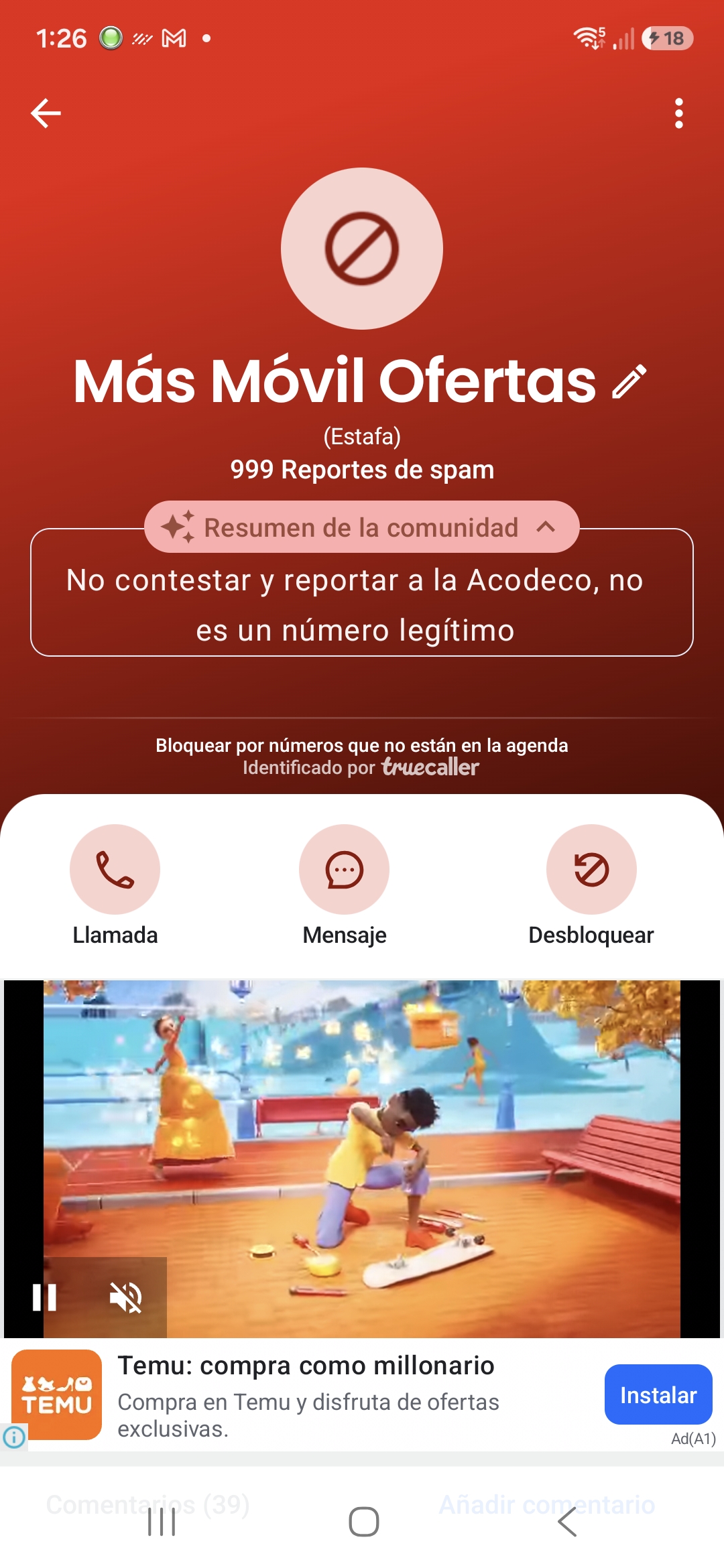 They impersonate +Movil Customer Service.