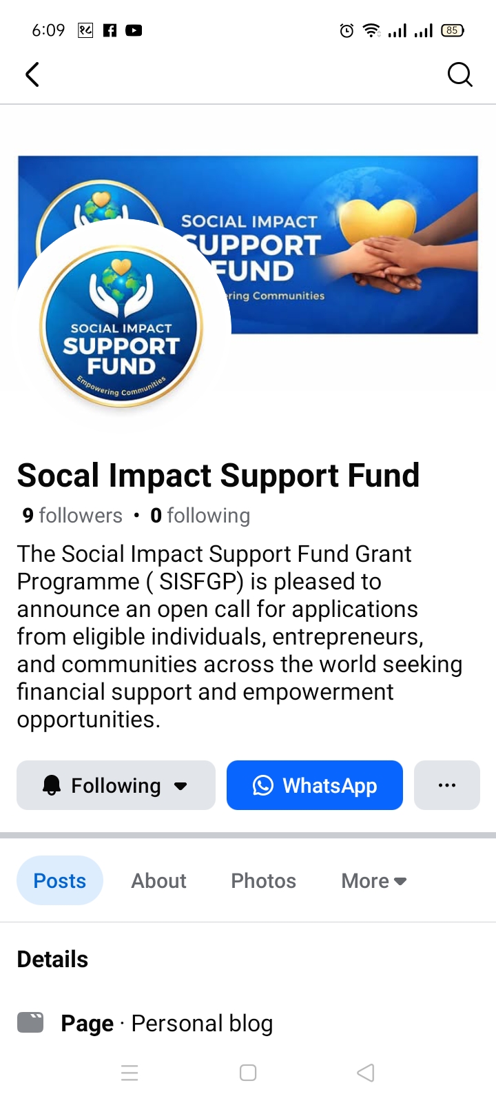 Social impact fund digitally ads in Facebook for supporting  
