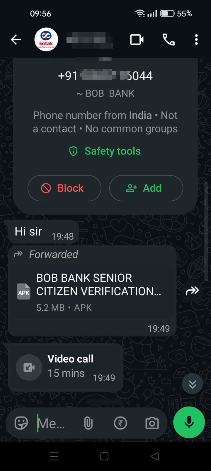 Senior citizen Card Scam