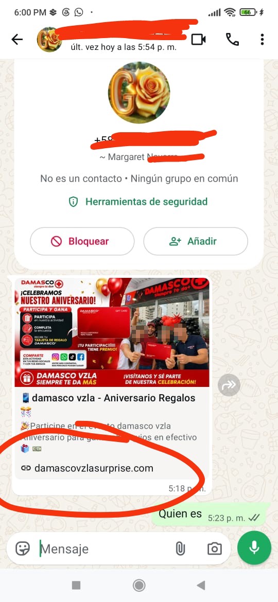 Scam on WhatsApp from Damascus Venezuela