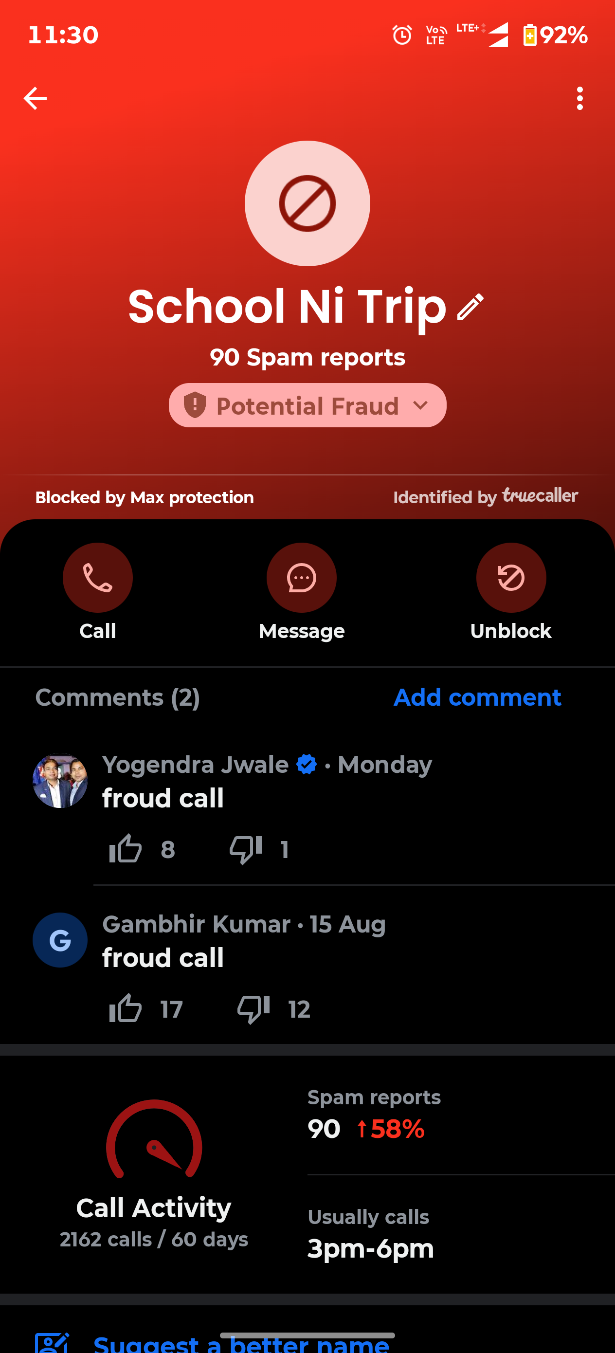 Potential fraud