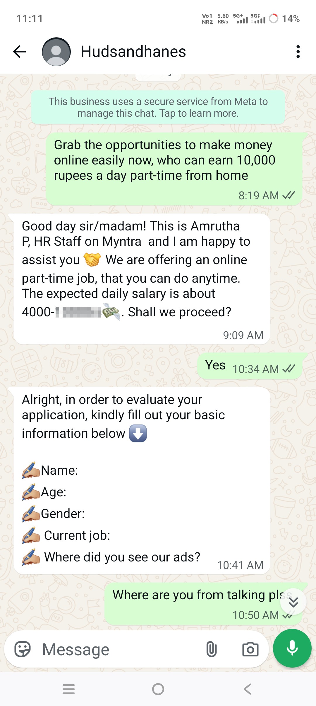 myntra hr recruiting for job