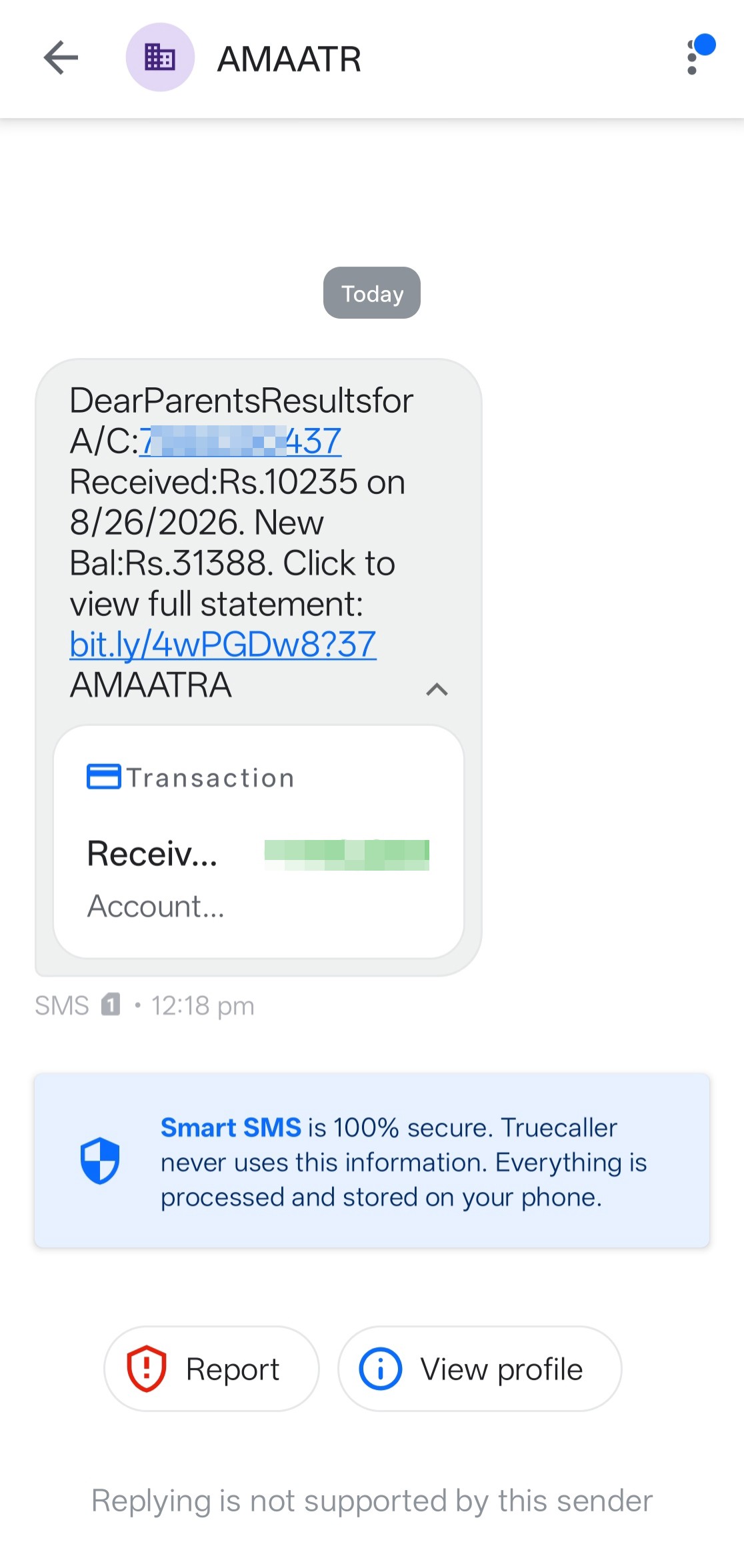 Amount credited scam with Click Link