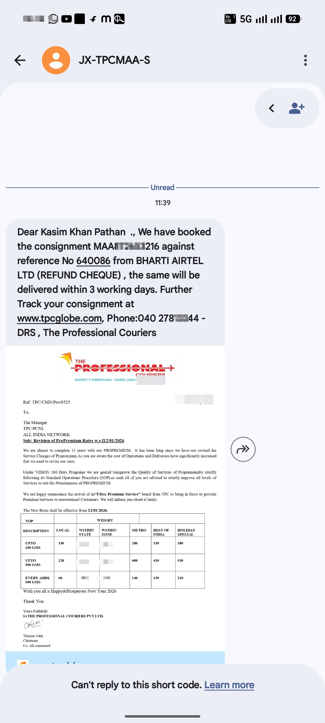 Professional courier scam 