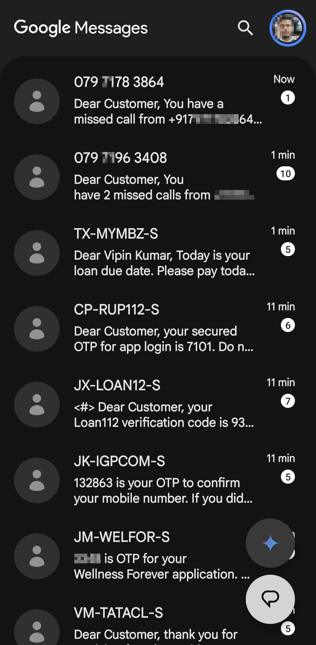 report  otp is multiple  app cuming