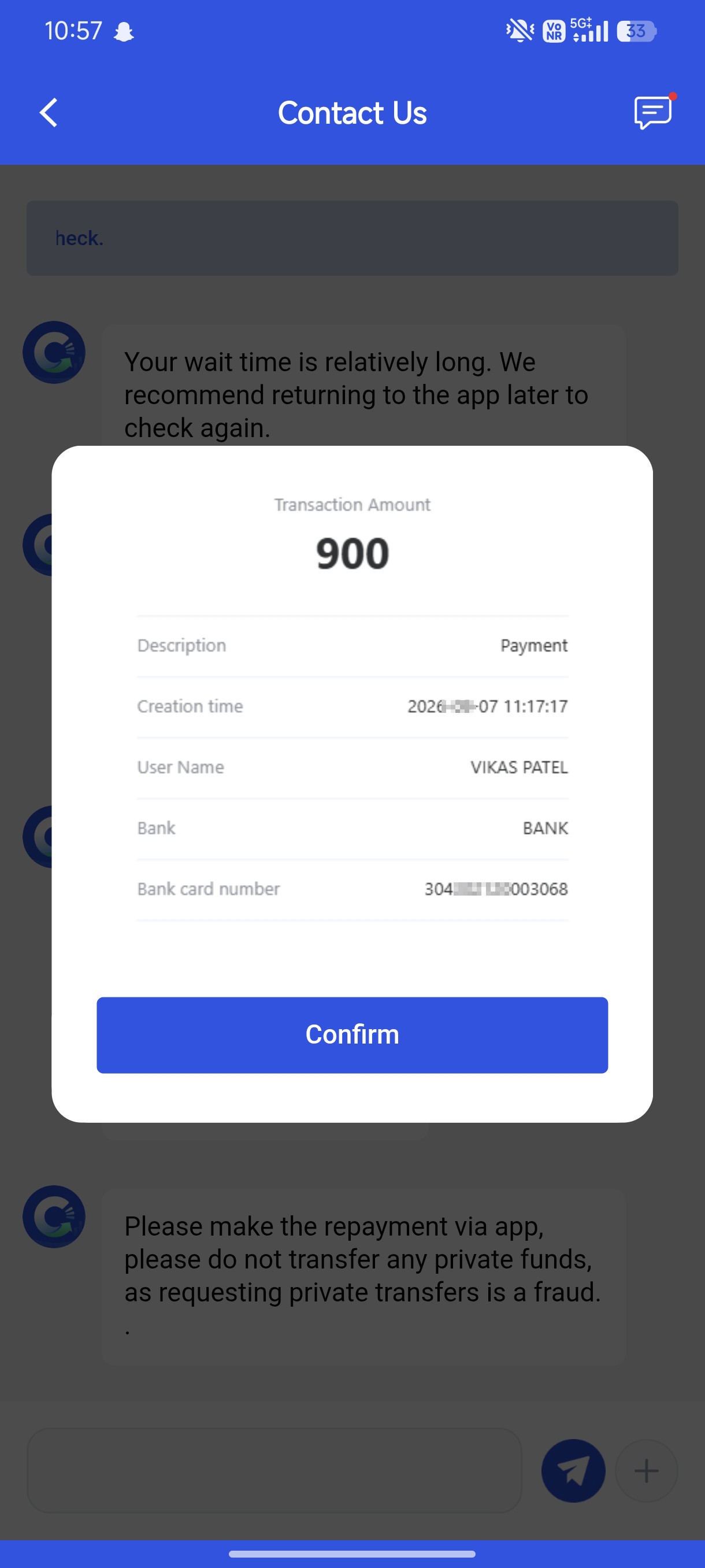 A scam involving offering a loan through the CreditLadder app and taking a payment of 1500. - image 2
