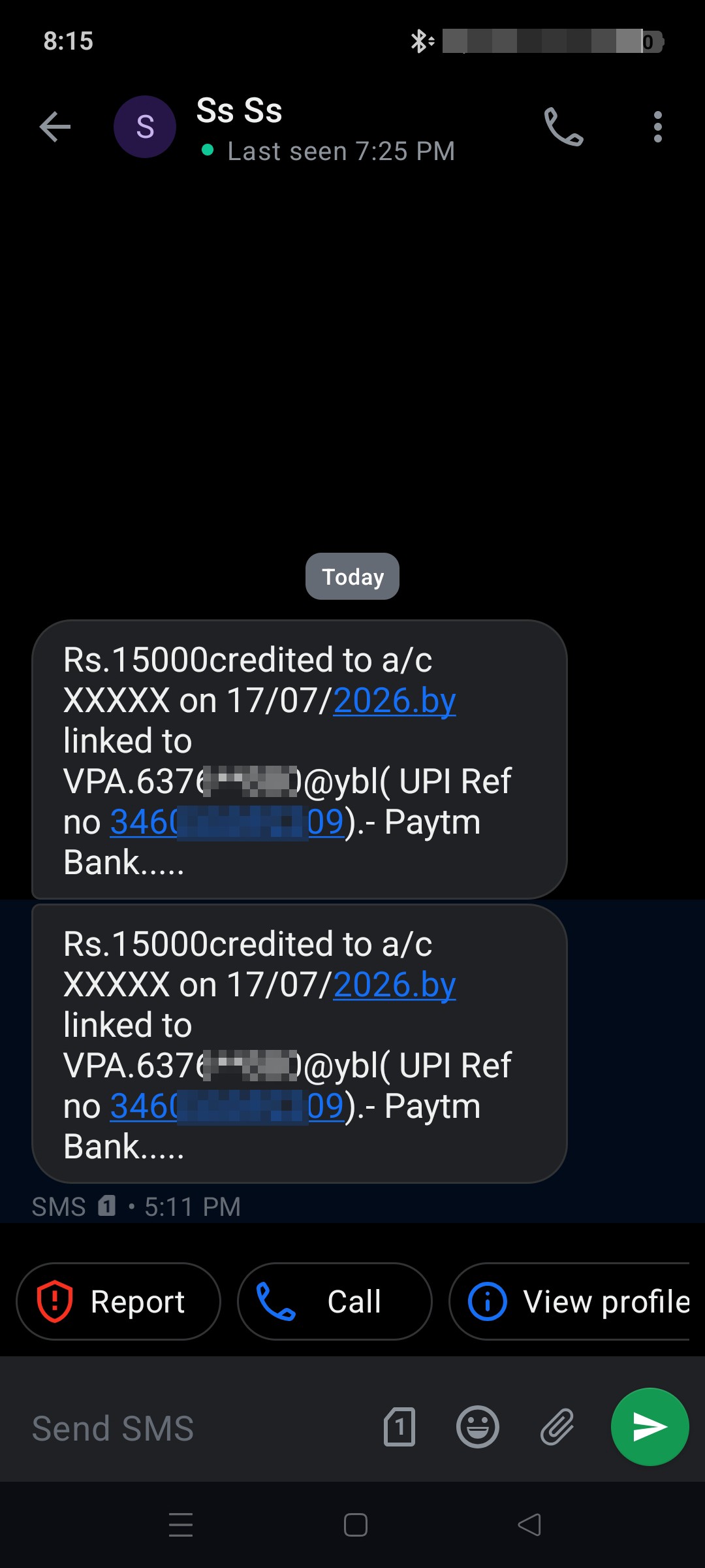 Call claiming money credited to your account is a fraud