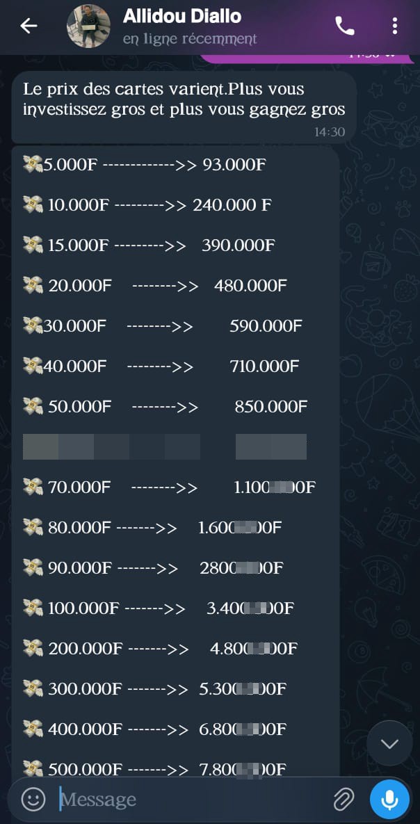 scam on Telegram group