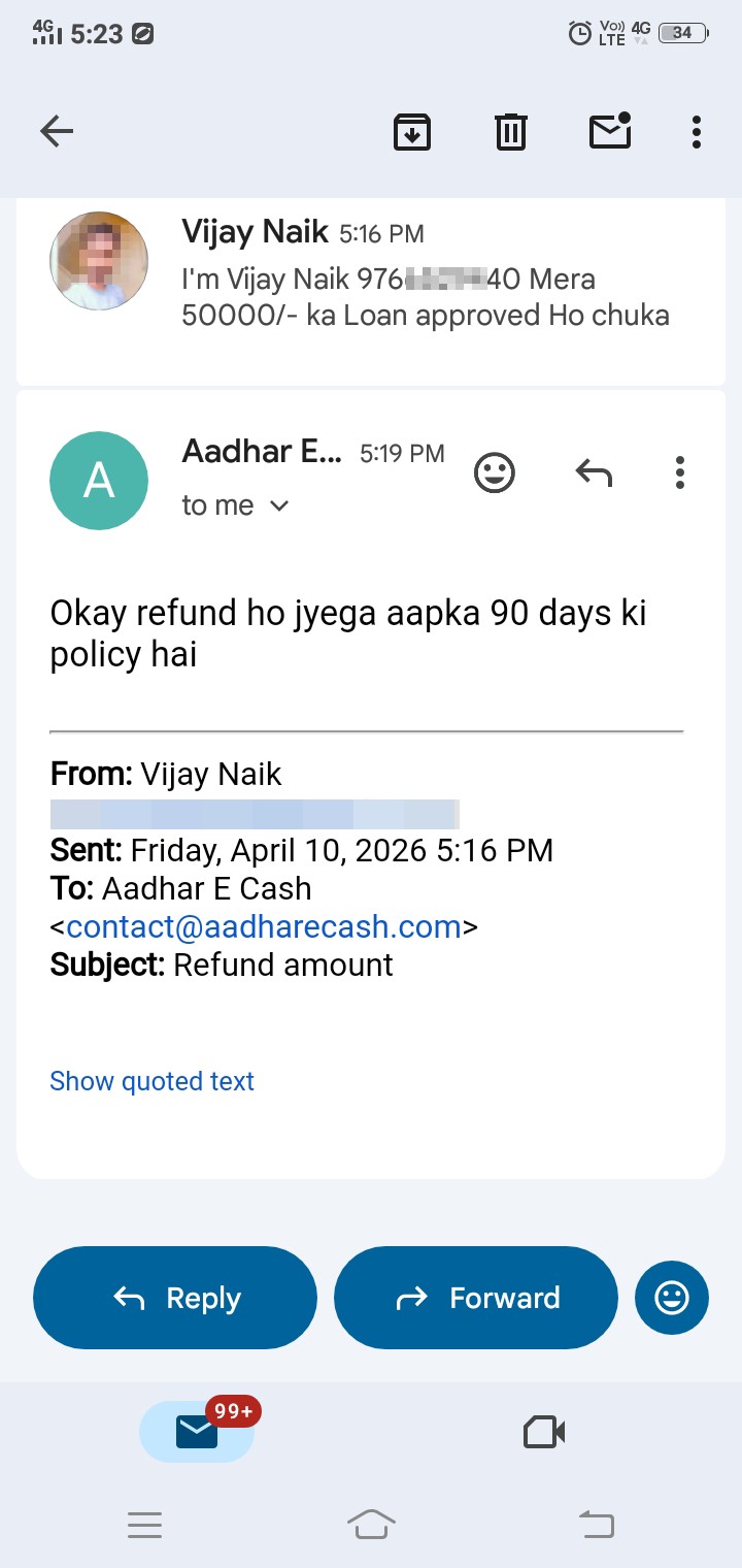 Refund karva denge bola abhibhi refund nahi hua 45 days Ho gaye, 90day's bola tha