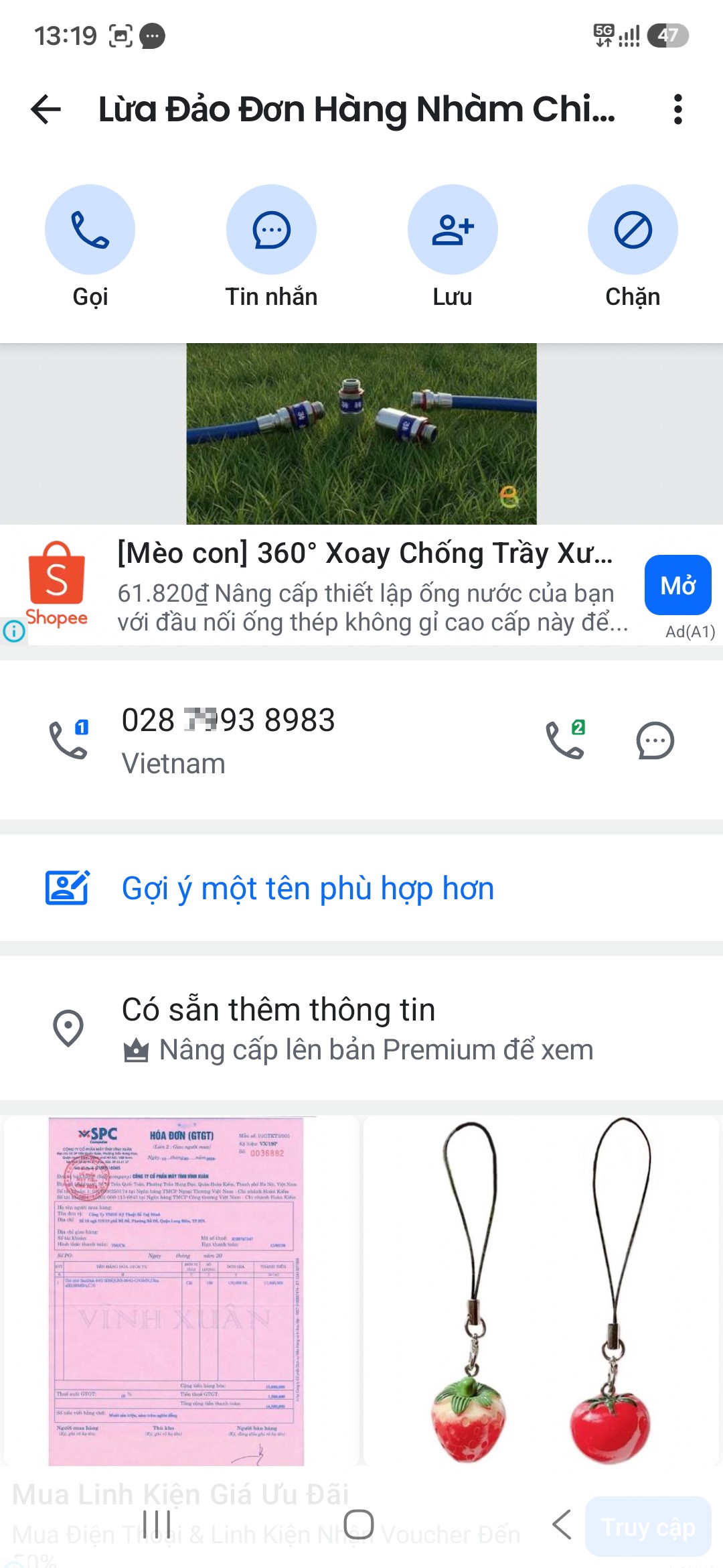 scam call about fake goods