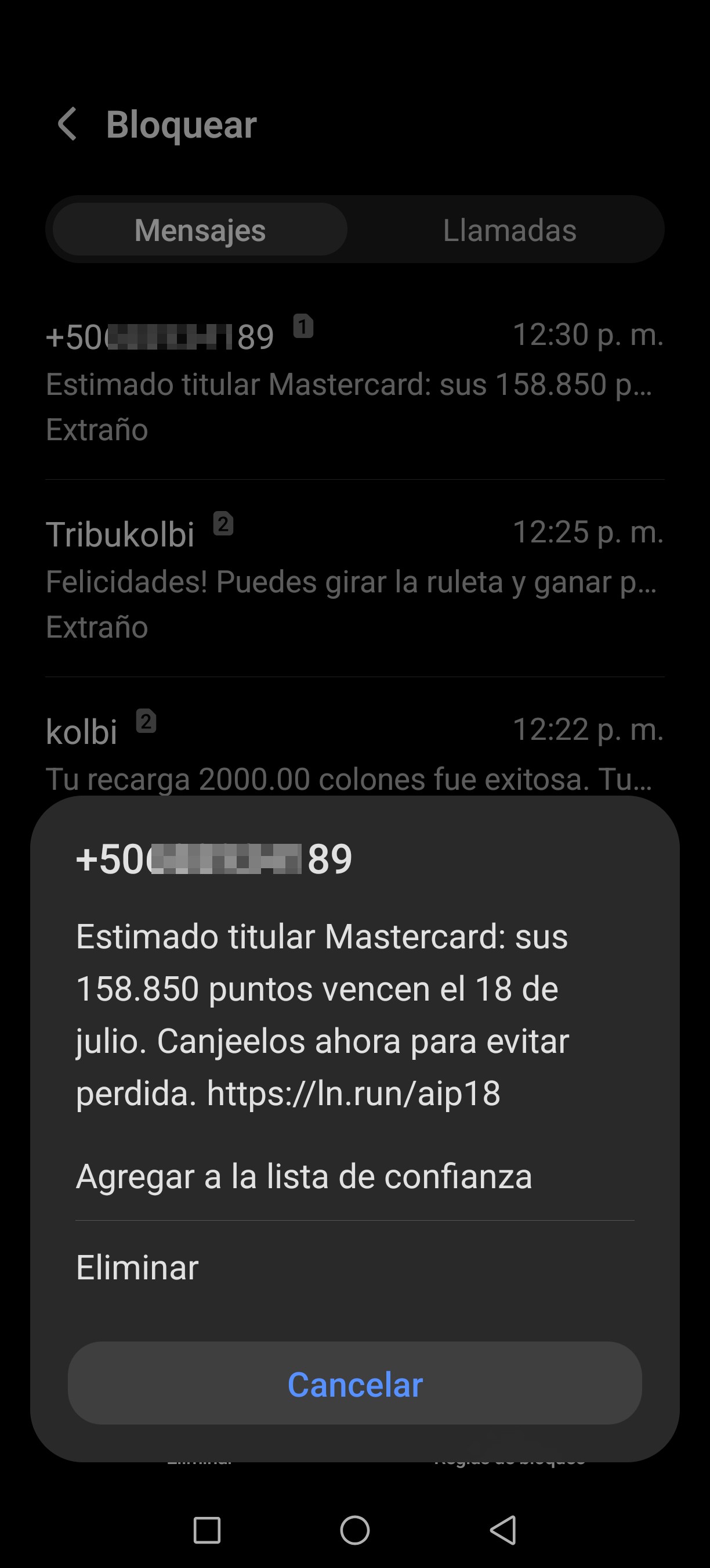 Scam of accumulated points, which I don't have