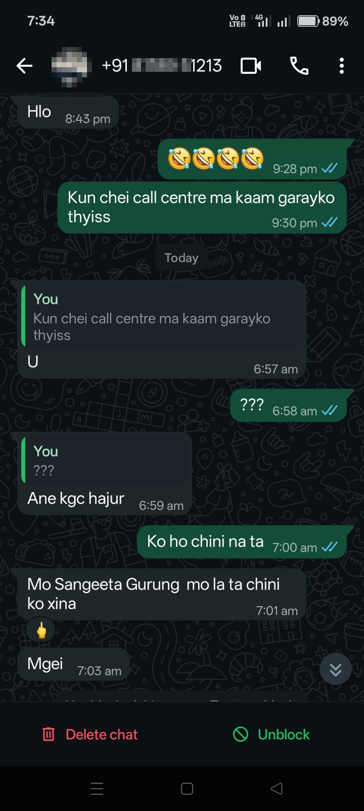 Unknown person claiming to be genuine with the name