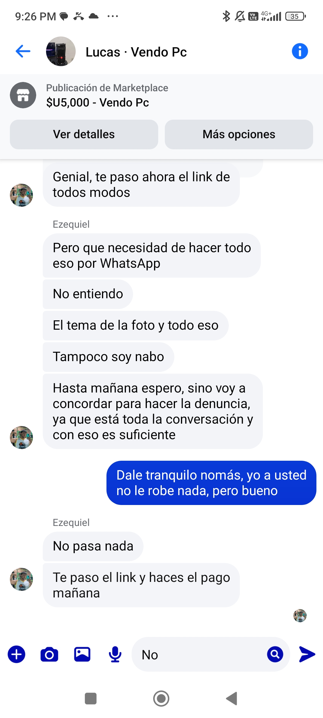 Sales scam on Facebook Marketplace with threats over package - image 3