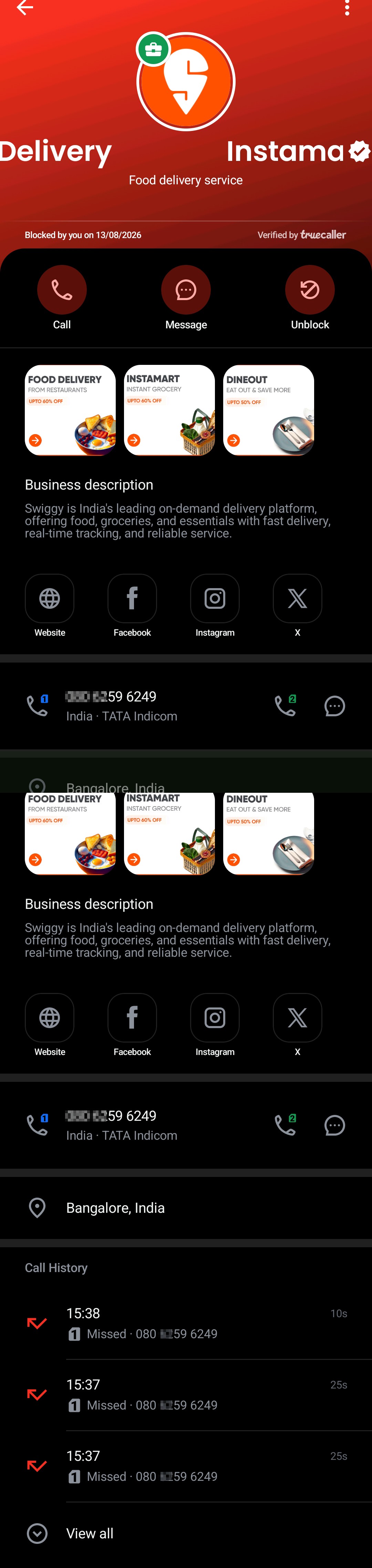 Fake calls from an app about orders I never made