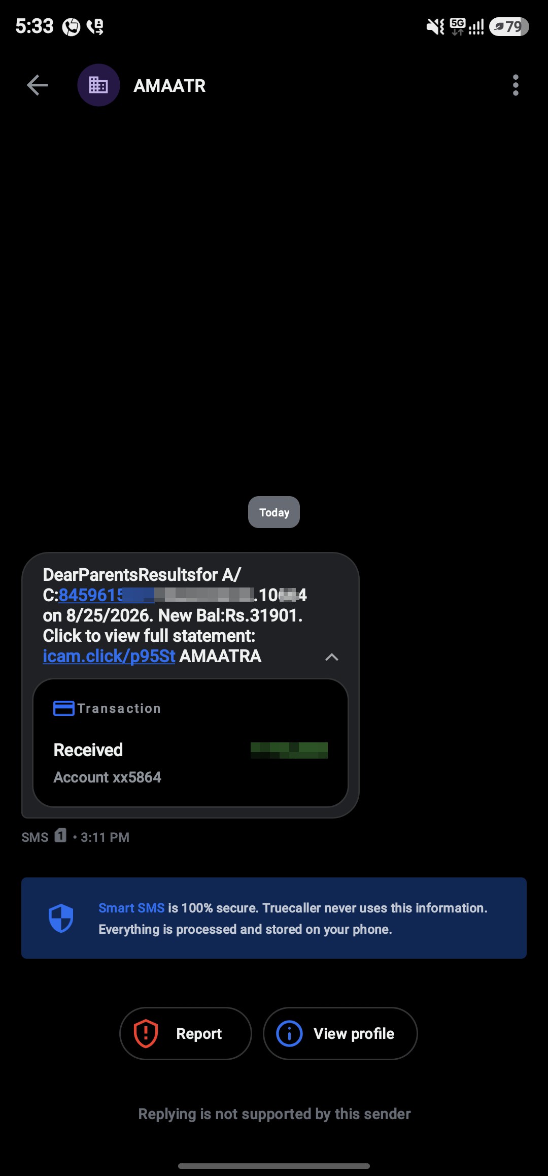 No Link Click Fraud Message 