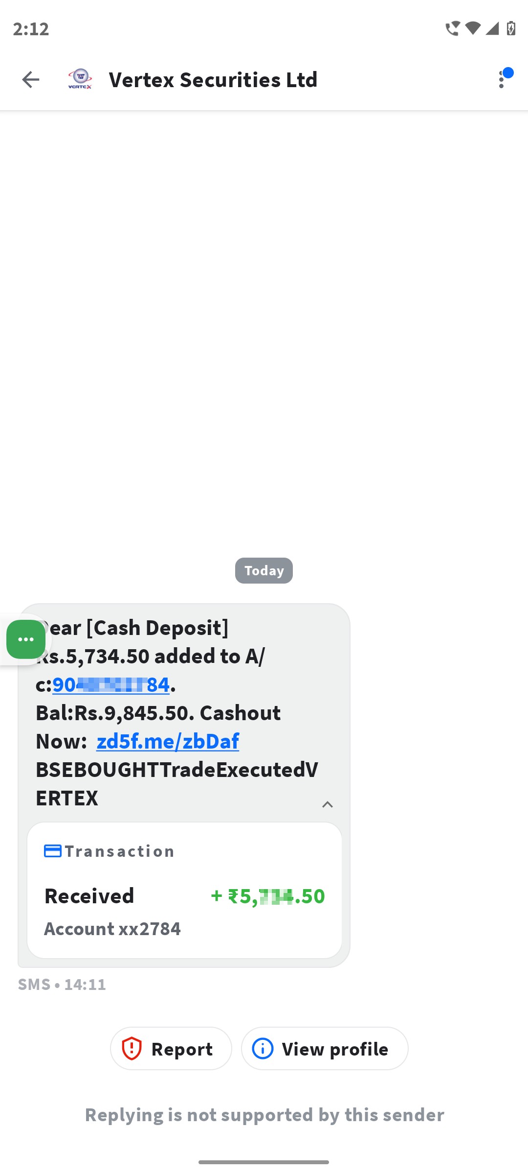 💰 ₹5,734.50 Cash Deposit SMS — Real or Fake? ⚠️
