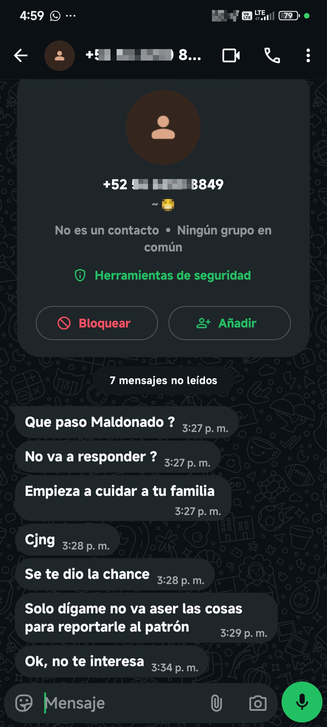 extorsión o cuidado 